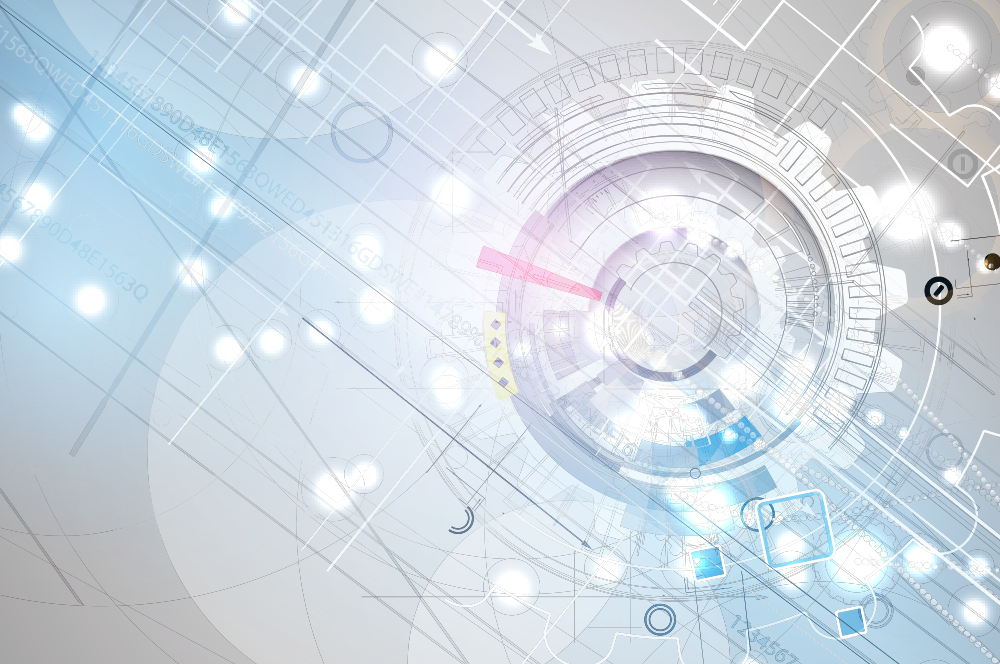 Zahnrad auf technologischem Hintergrund