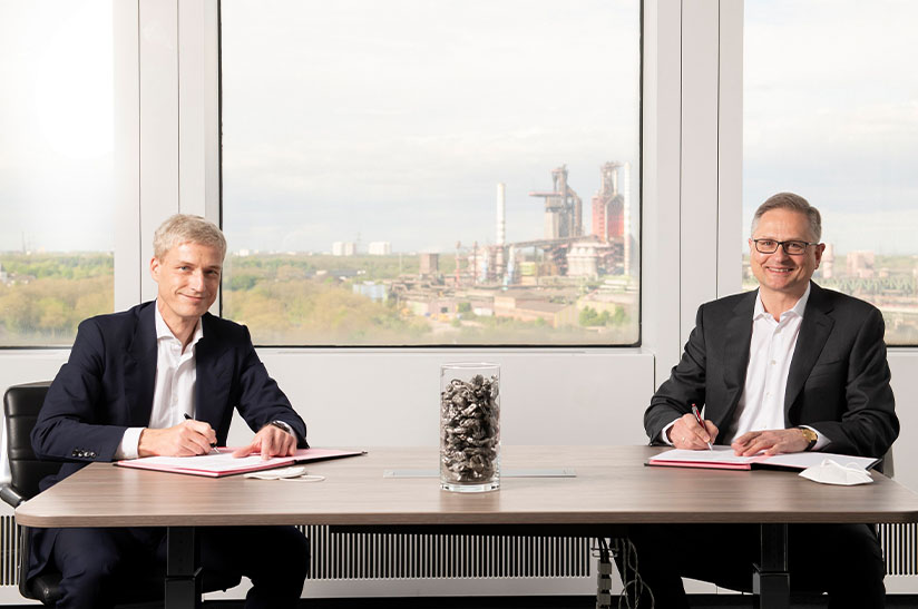 Dr. Arnd Köfler, CTO von thyssenkrupp Steel, und Bernd Fleschenberg, COO von TSR Recycling