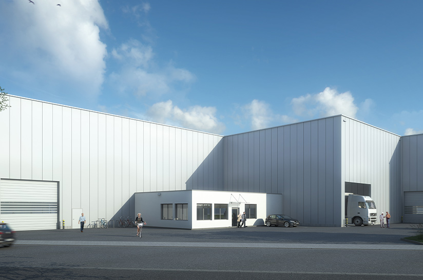 Entwurf der neuen Produktionshalle von Jacob Bek