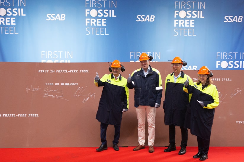 Vertreter von SSAB, LKAB und Vattenfall (HYBRIT-Projektpartner)