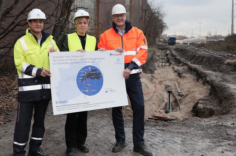 thyssenkrupp und Air Liquide weihen Wasserstoff-Pipeline ein
