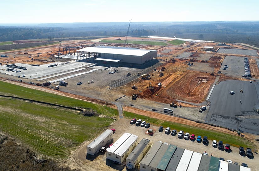 Das Bild zeigt den Baufortschritt von Aurubis Richmond, wo Aurubis den nächsten Schritt im Recycling gehen möchte (Stand 17.03.23)