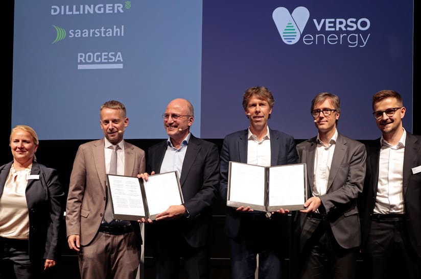 Führungskräfte von SHS – Stahl-Holding-Saar und Verso Energy mit Verträgen