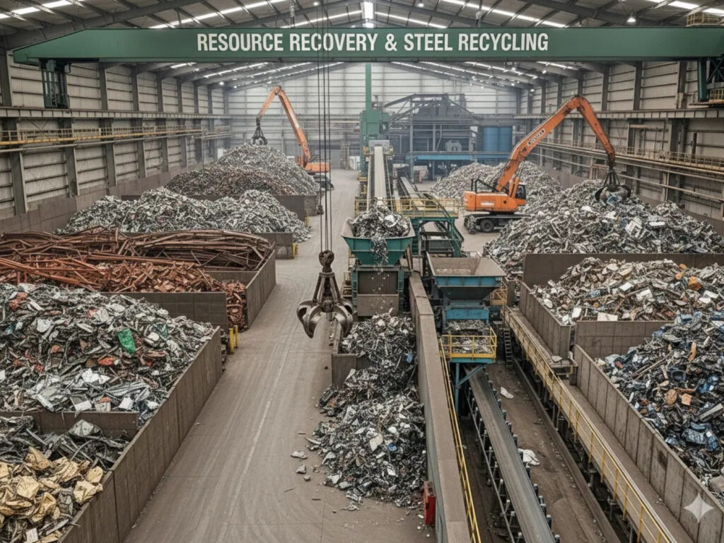 Sekundärrohstoffe, die später zu Eisenerz verarbeitet werden.