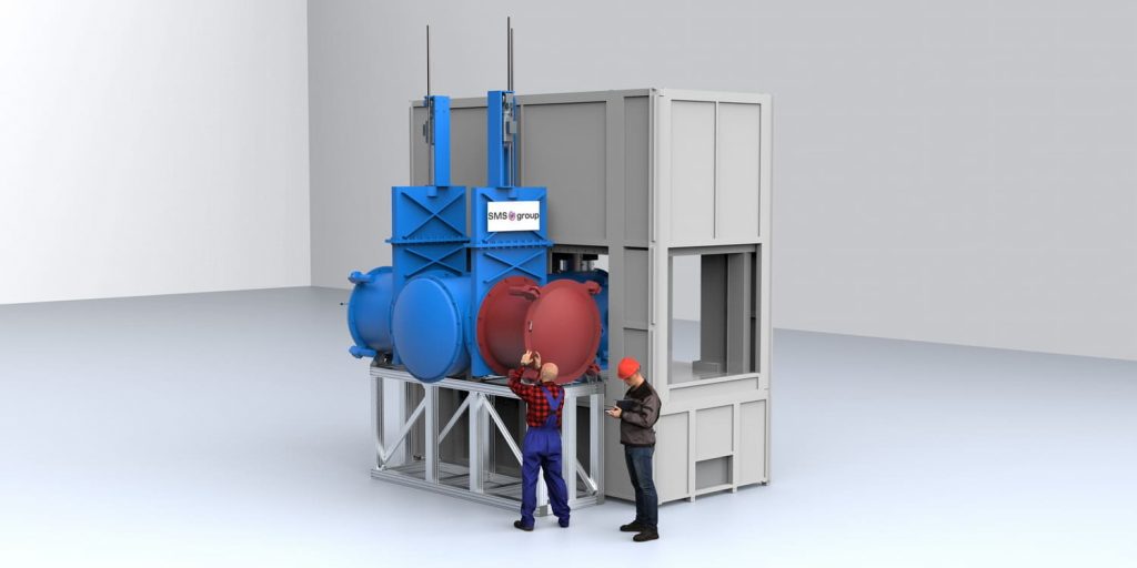 3D-Visualisierung des in die Presse integrierten Isothermschmiede-Moduls