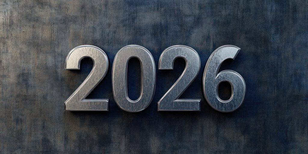 Der Stahlhandel blickt auf das Jahr 2026. Das Bild zeigt die Jahreszahl.