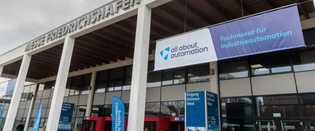 Fachmesse Friedrichshafen: Willkommensschild Messe All About Automation
