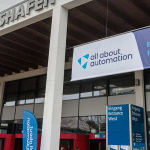 Fachmesse Friedrichshafen: Willkommensschild Messe All About Automation