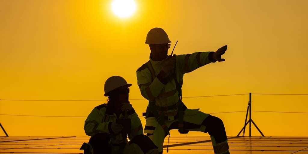 Techniker an einer Photovoltaikanlage – Zelestra liefert Solarstrom für Salzgitter Flachstahl
