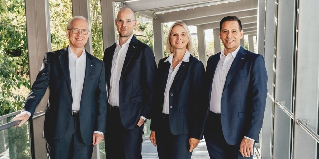Die Geschäftsführung von Schmalz (v. l.): Dr. Kurt Schmalz, Dr. Johannes Schmalz, Martina Gartner und Andreas Beutel.